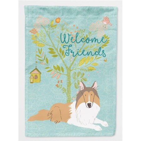 Carolines Treasures Carolines Treasures BB7584CHF Welcome Friends Collie Flag - Canvas House Size BB7584CHF
